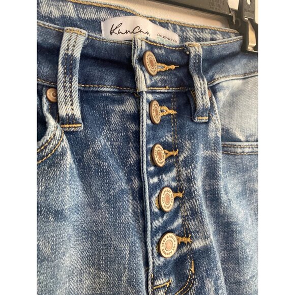 KanCan Acid Wash High-Rise Distressed Button Fly Skinny Jeans Size 25 - Picture 3 of 6